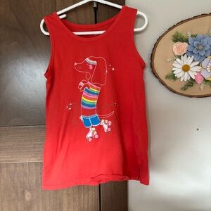 Cat & Jack Girls Red/Orange Tank Top Dachshund Weiner Dog Roller Skate Graphic